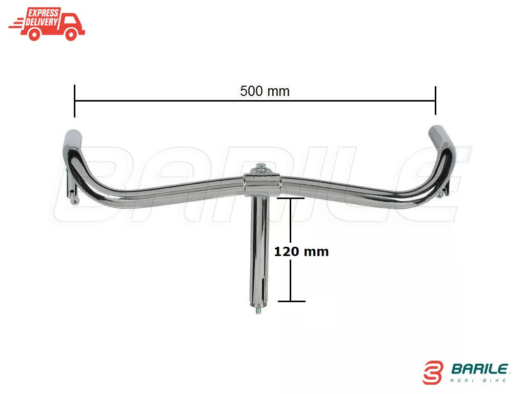 Manubrio TORINO Cromato in Acciaio Ø 22 Bici Olanda / Sport 24 " - 26 " - 28 "