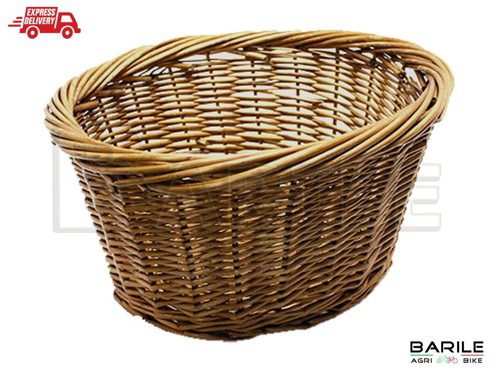 Cestino Anteriore Vimini Naturale Bici Bacchetta - Olanda - Graziella -City Bike