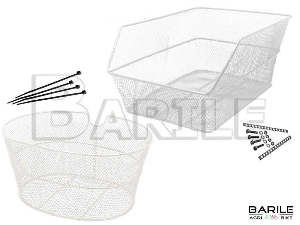 Cestino Posteriore + Cesto Anteriore Bianco Bici City Bike - Olanda - MTB - Vari