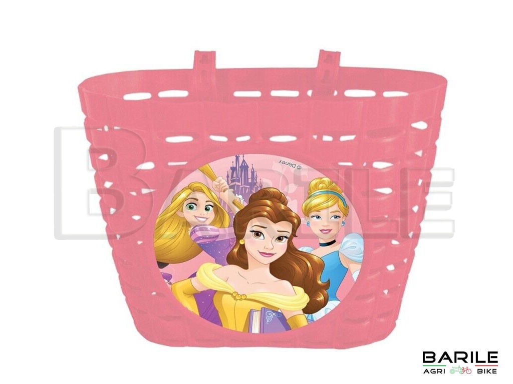 Cestino PRINCIPESSE DISNEY Anteriore Ovale Con Ganci Rosa Bici Bambina