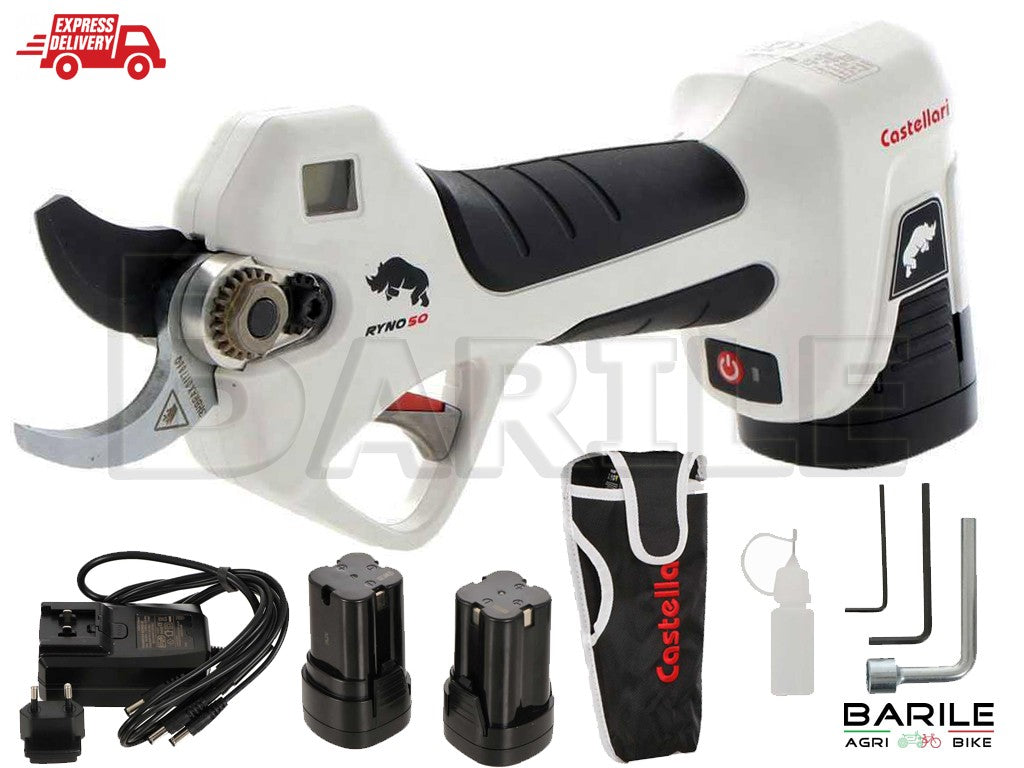 Forbice Elettrica CASTELLARI RYNO 50 Senza Filo - 2 Batterie - Taglio 32 mm Potatura