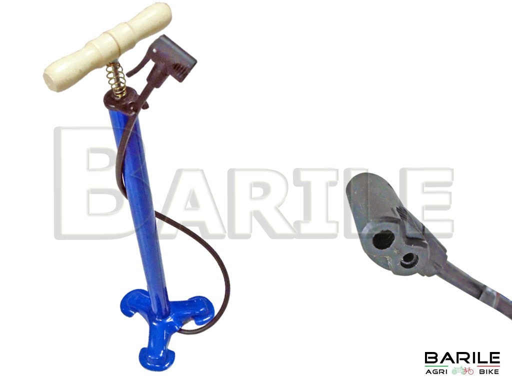 Gonfiatore / Pompa Officina Bici In Acciaio Universale Doppio Attacco Vintage