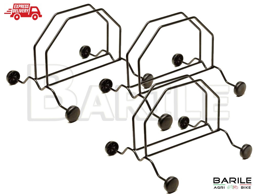 N°3 Carrello Con Rotelle a Pavimento Garage Porta - Reggi Bici - Reggiciclo Nero