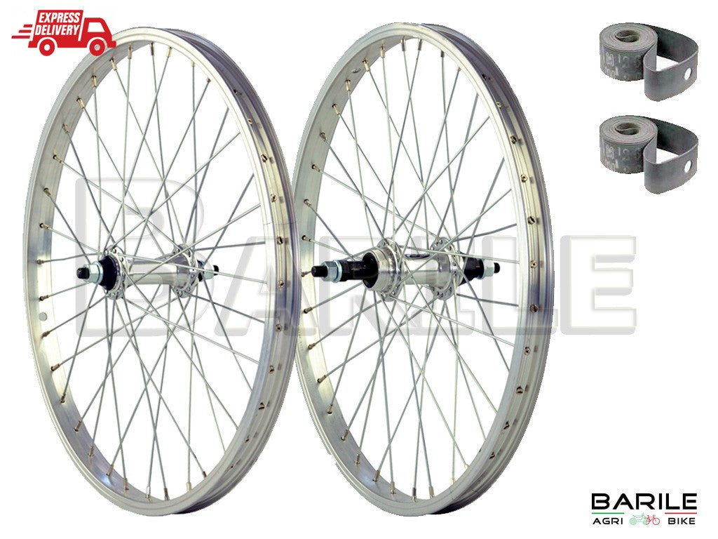 Coppia Ruote Per City Bike 26" X 1 3/8 - Cerchio In Alluminio, Mozzo Acciaio, Con Pignone 18 Denti - Foto 2