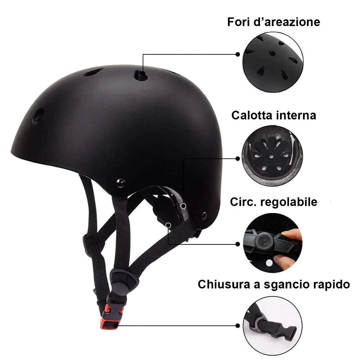 Casco per monopattino elettrico , unisex adulto , di colore nero .