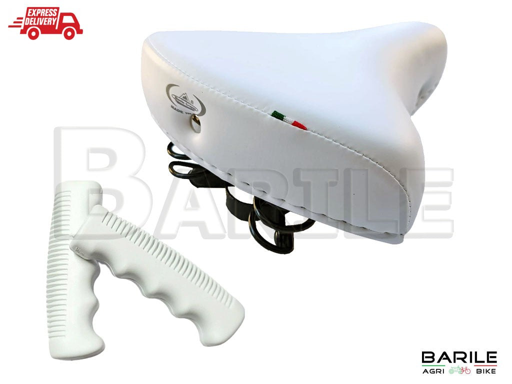 Sella MONTEGRAPPA 07F Bici Graziella - Olanda - City Bike + Manopole Bianco