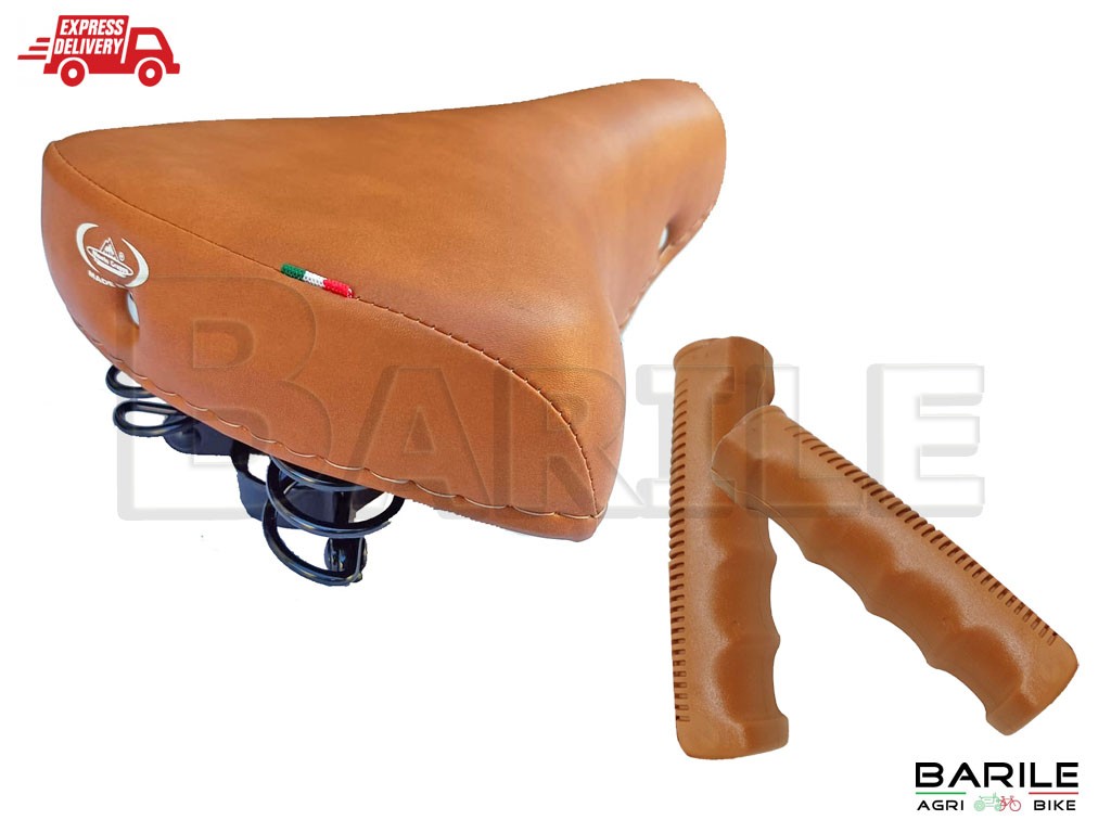 Sella MONTEGRAPPA 07F Bici Graziella - Olanda - City + Manopole Marrone Chiaro