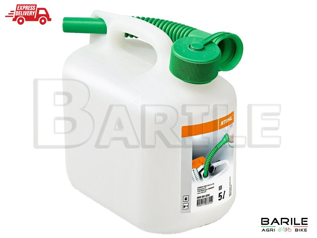 Tanica STIHL 5 LITRI Trasparente Carburante / Benzina + Tubo Travaso OMOLOGATA