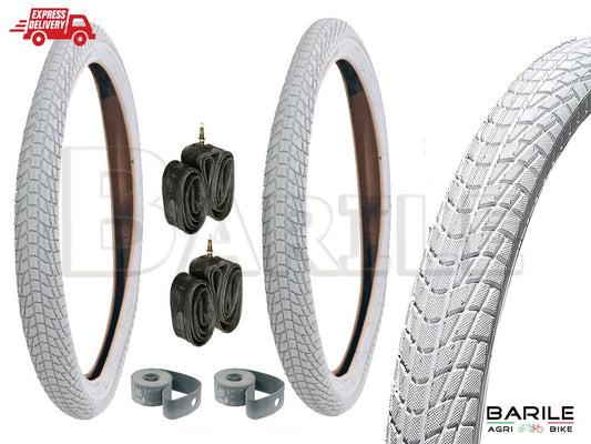 2 Copertone + 2 Camere + 2 Flap 20 x 1.75 BIANCO Bici Graziella - MTB - BMX