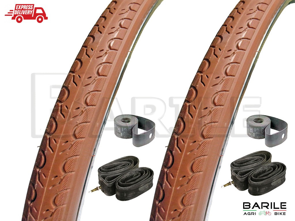 Copertone E Camera D'Aria 26 X 1 3/8 (37-590) Per Bici Stradale, Bianco/Nero, Gomma Butile Antiforatura