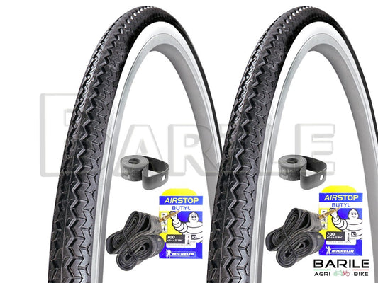 2 Copertone + 2 Camere + 2 Flap Bici 26 x 1 - 1 / 2 BIANCO / NERO - MICHELIN