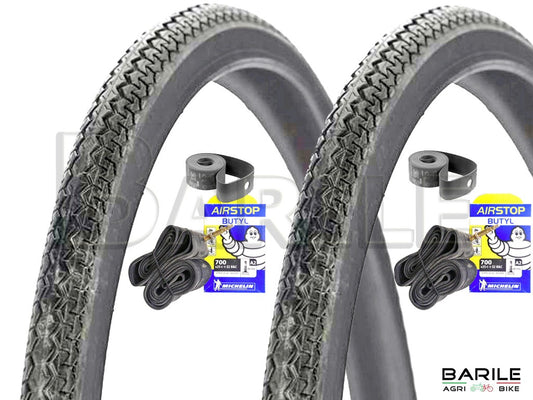 2 Copertone + 2 Camere + 2 Flap Bici 26 x 1 - 1 / 2  Nero MICHELIN WOLRD TOUR