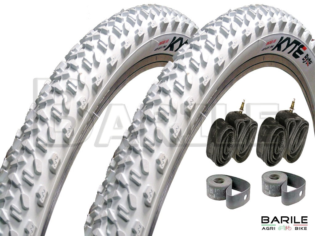 2 Copertone / Pneumatico 26 x 2.10 (56 - 559) KYTE BIANCO Bici MTB + 2 Camere