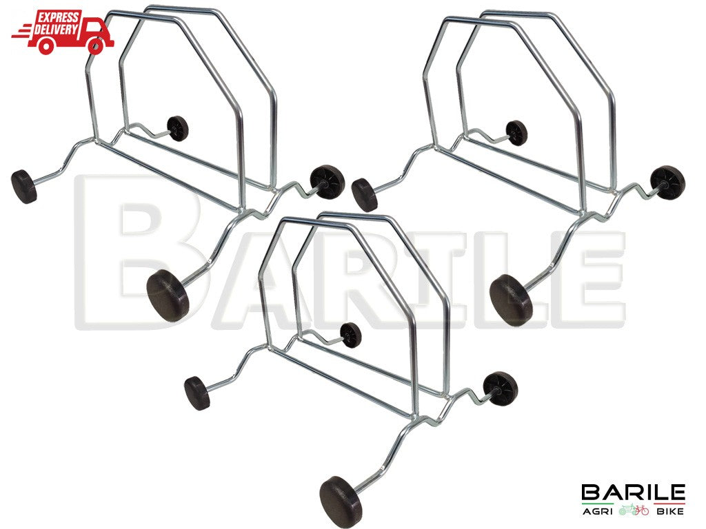 3 Cavalletto a Rotelle Pavimento Garage Porta - Reggi Bici - Reggiciclo Zincato