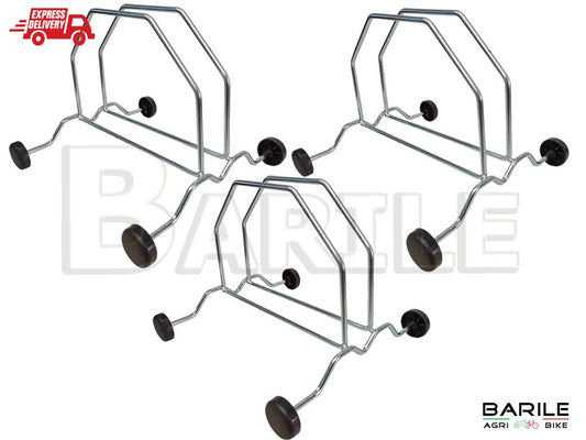 3 Cavalletto a Rotelle Pavimento Garage Porta - Reggi Bici - Reggiciclo Zincato