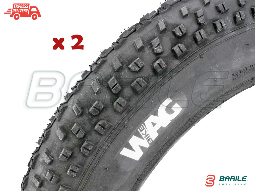 N°2 Copertone / Pneumatico 20 x 4.00 (100-406) Bici FAT BIKE - CUSTOM WAG Nero