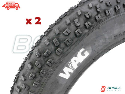N°2 Copertone / Pneumatico 20 x 4.00 (100-406) Bici FAT BIKE - CUSTOM WAG Nero