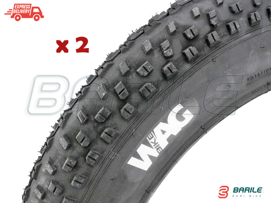 N°2 Copertone / Pneumatico 20 x 4.00 (100-406) Bici FAT BIKE - CUSTOM WAG Nero