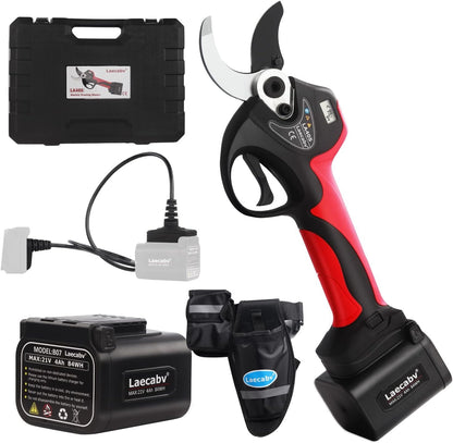 Laecabv 40mm Forbici da Potatura a Batteria, 2 Batterie 4Ah, Taglio Progressivo