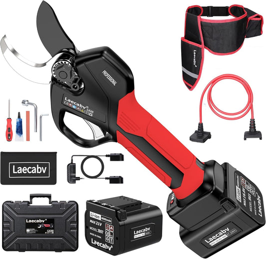 Laecabv 35mm Forbici Potatura a Batteria, 2 Batterie 4Ah, Protezione Anti-Taglio, Taglio Progressivo