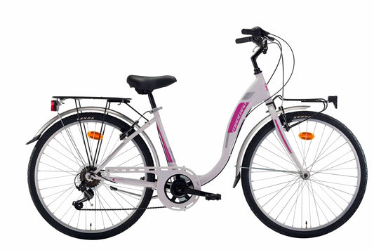 Bici MONTANA LIBERTY 26 "  City Bike Donna Bianco Cambio 7V