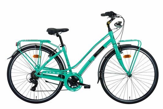 Bici MONTANA LUNAPIENA 28 "  City Bike Alluminio Donna Celeste Cambio 21V