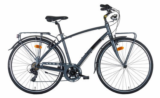 Bici MONTANA LUNAPIENA 28 "  City Bike Alluminio Uomo Grigio Cambio 21V