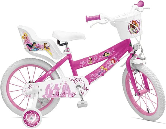 Bici PRINCIPESSE  14 " Bambina Con Rotelle e Cestino