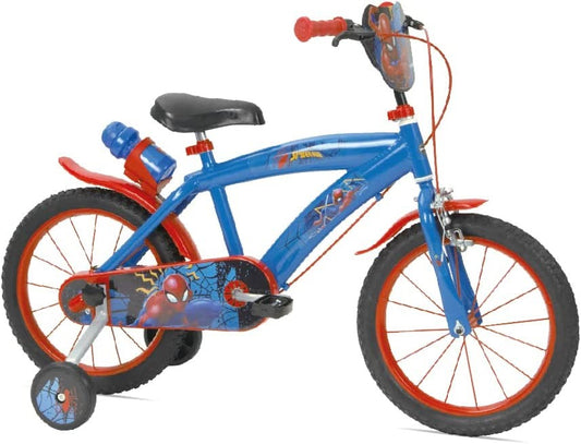 Bici SPIDERMAN 16 " Bambino Con Rotelle e Borraccia