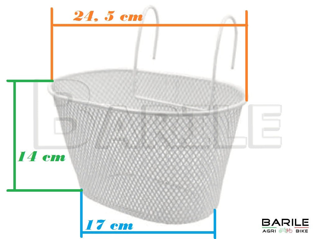 Cestino Anteriore Ovale Con Ganci Pieghevoli Bianco Bici Bimba / Bambina