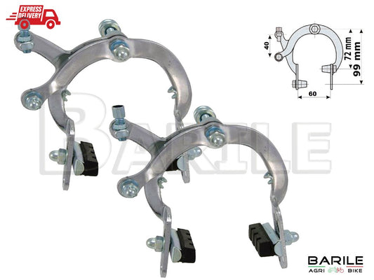 Coppia Pinza Freno Anteriore + Posteriore in Acciaio Cromato Bici Graziella