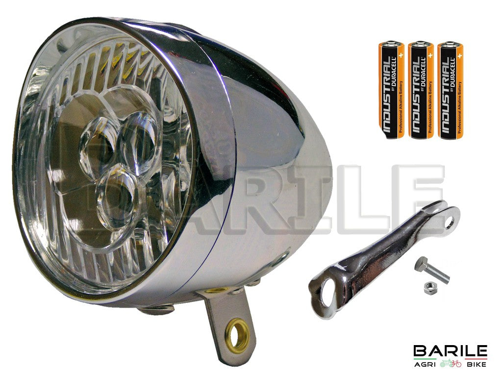 Fanale Anteriore 3 LED + Staffa Bici Graziella - Epoca - Olanda - Bacchetta