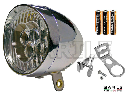 Fanale Anteriore 3 LED + Staffa / Supporto Bici Epoca - Freni a Bacchetta - R