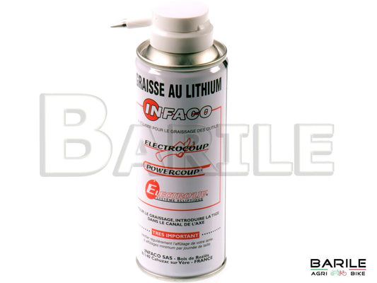 Grasso Spray Litio Lubrificante Lama Forbice Elettrica / Batteria INFACO 200 ml