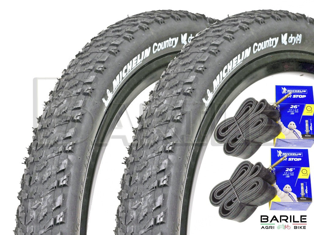 N°2 Copertone / Pneumatico MICHELIN COUNTRY DRY2 Bici MTB 26 x 2.00 + 2 Camere I