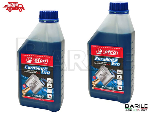 N°2 Tanica Olio EFCO EUROSINT2 EVO Miscela Motore 2 Tempi 100% Sintetico 1 LITRO