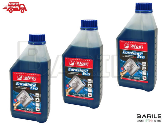 N°3 Tanica Olio EFCO EUROSINT2 EVO Miscela Motore 2 Tempi 100% Sintetico 1 LITRO