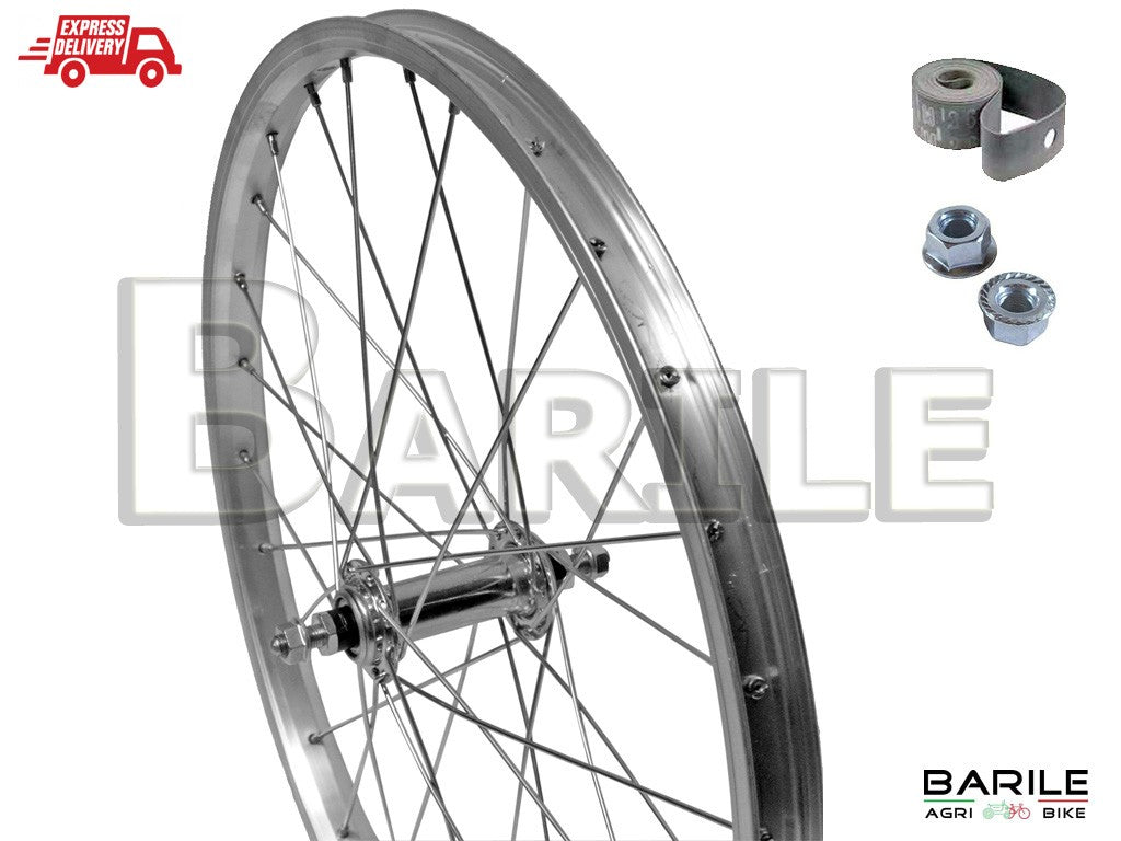 Ruota / Cerchio Anteriore Bici MTB 20 " x 1.75 Alluminio / Acciaio Silver