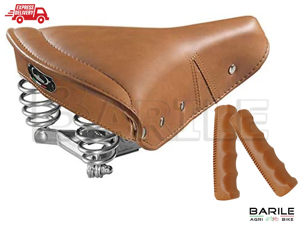 Sella MONTEGRAPPA STORICA + Manopole Bici Epoca - Bacchetta - Vintage Marrone