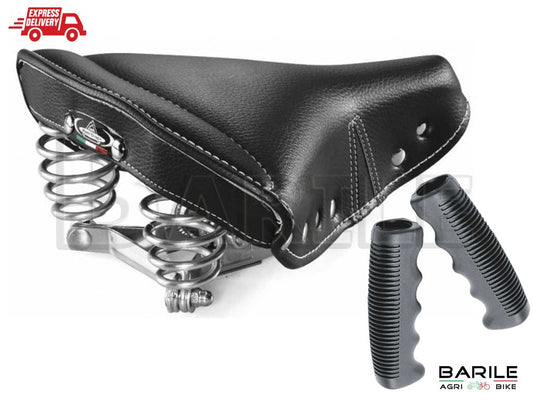 Sella MONTEGRAPPA STORICA + Manopole Bici Epoca - Bacchetta - Vintage  Nero