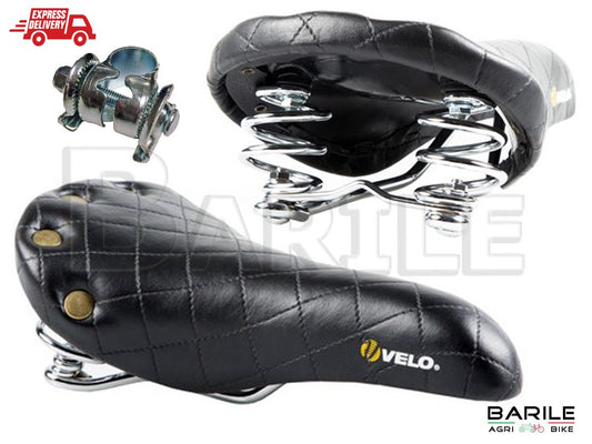 Sella VELO PLUSH 6067 P Molle + Morsetto Bici Sport - Vintage- Fixed - City Nero